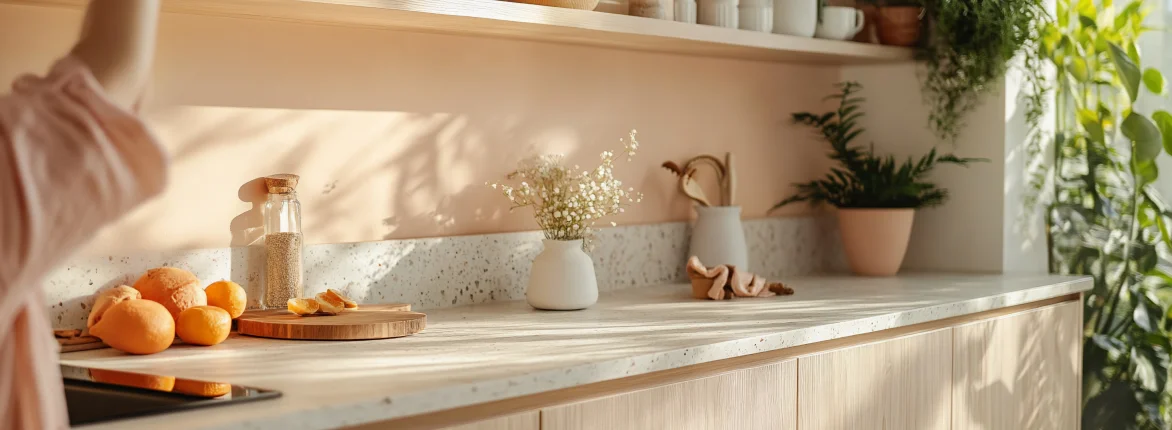 Cocina diseñada bajo principios de construcción sostenible.